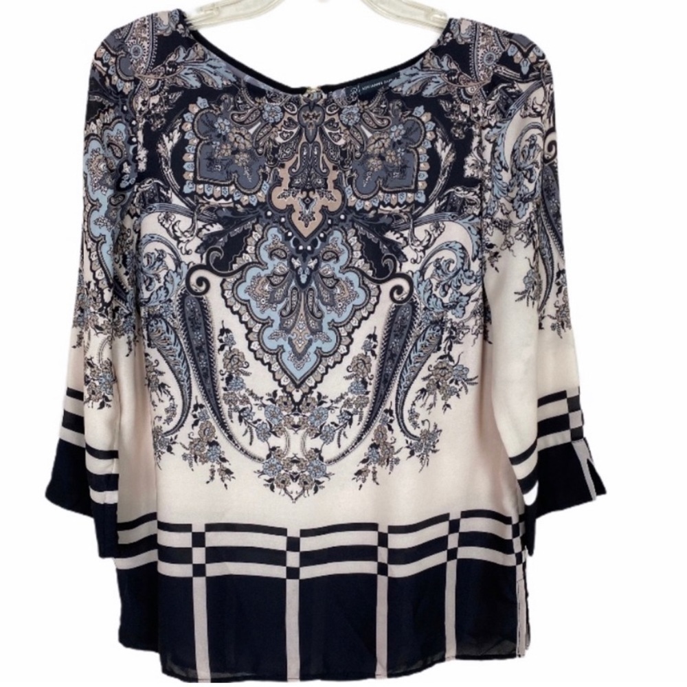Adrianna Papell Patterned Blouse Long Sleeves Size S - Picture 2 of 8